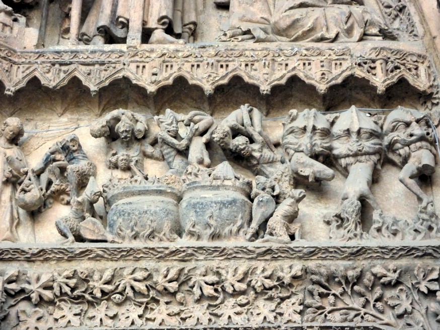 Detail tympan Jugement Dernier - Cathedrale de Leon - Compostelle Castille