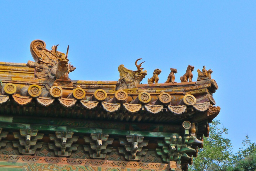 Detail toiture temple des lamas pékin